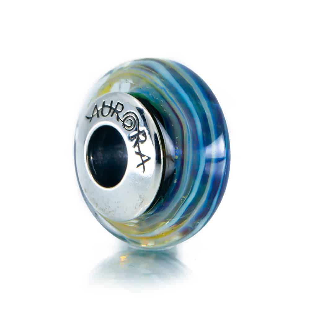 Aurora Charm Duel of Destiny Glass Bead blue; multicolor glass Bead by The Alternative Bead. Your official Aurora Charm Retailer from Germany