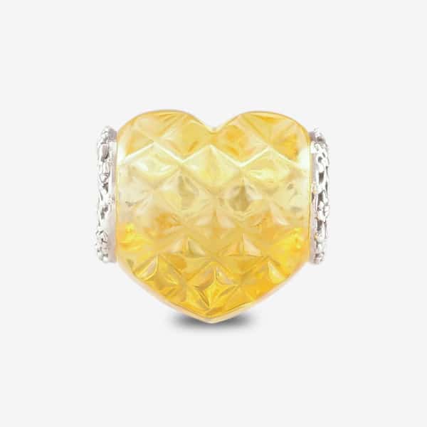 Praan Grace Heart Charm yellow crystal Bead by The Alternative Bead. Your official Praan Retailer from Germany