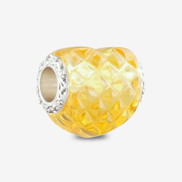 Praan Grace Heart Charm yellow crystal Bead by The Alternative Bead. Your official Praan Retailer from Germany