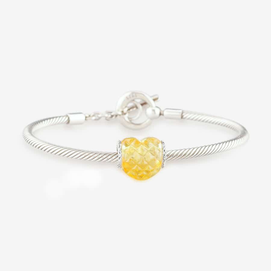 Praan Grace Heart Charm yellow crystal Bead by The Alternative Bead. Your official Praan Retailer from Germany