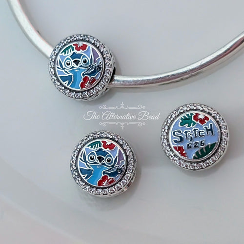 Disney x Pandora Stitch Anniversary 626 Engravable silver and blue sterling-silver and enamel Bead by The Alternative Bead. Your official Disney x Pandora Retailer from Germany