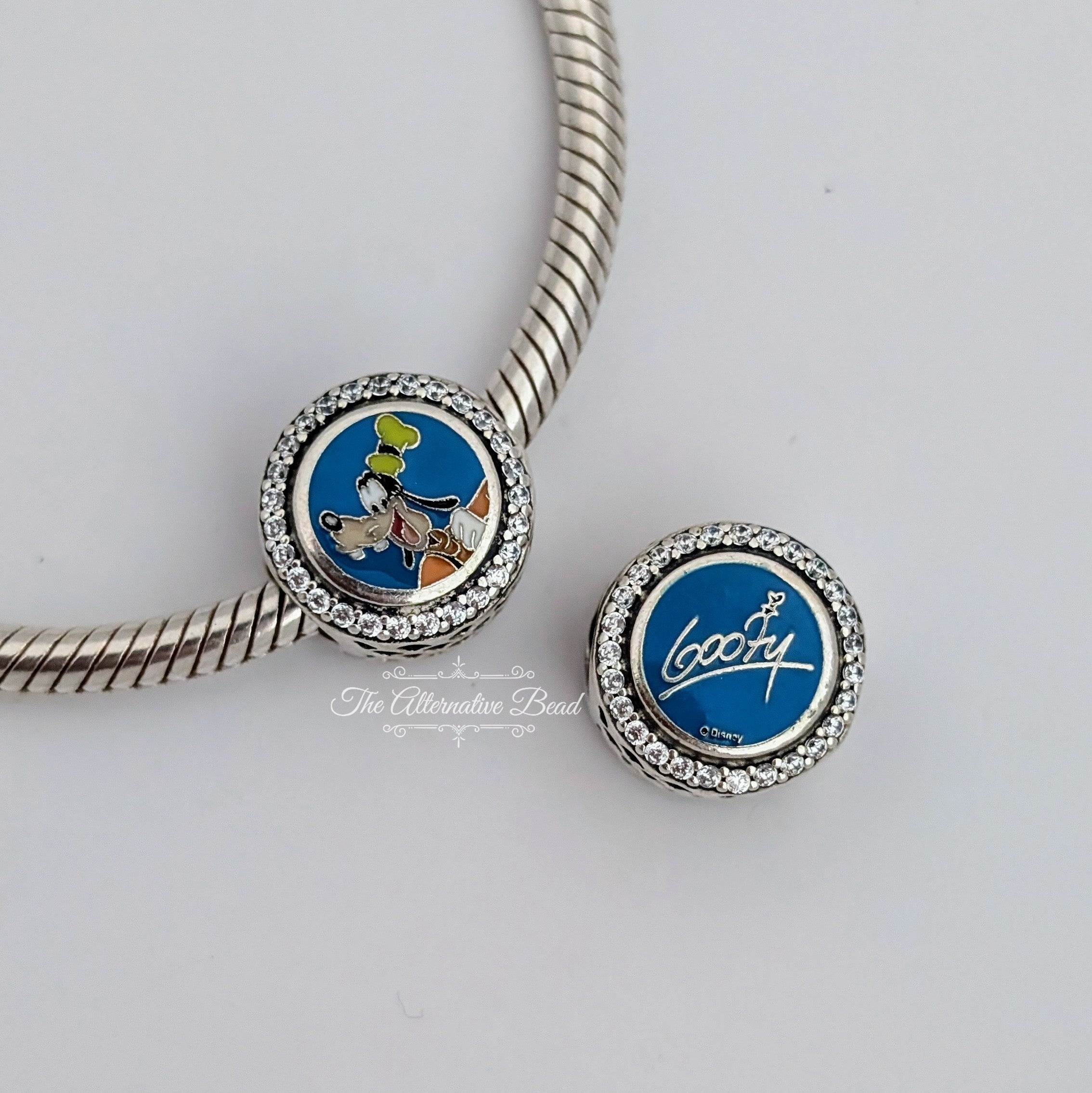 Disney x Pandora Goofy Autograph blue sterling-silver and enamel Bead by The Alternative Bead. Your official Disney x Pandora Retailer from Germany