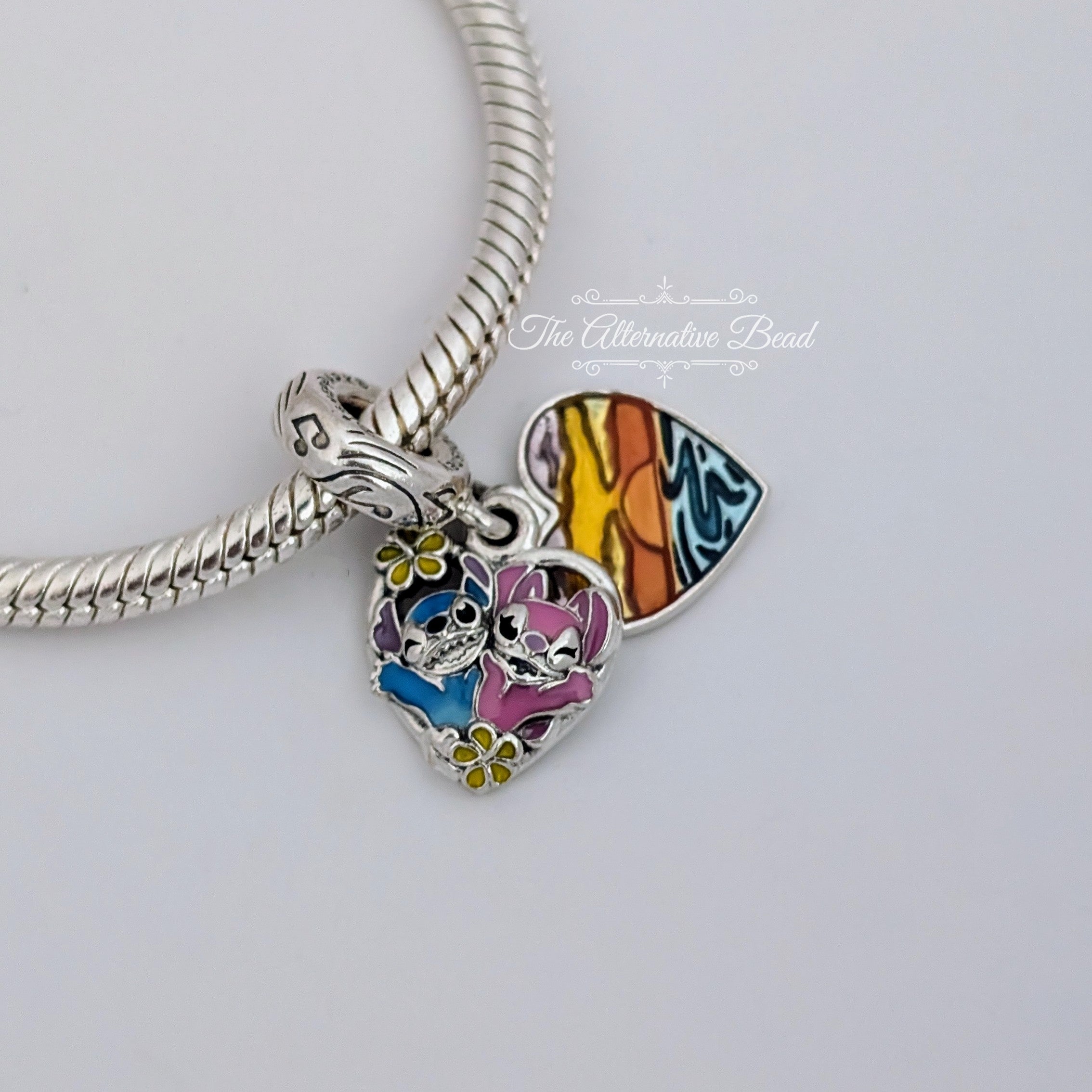 Disney x Pandora Disney Parks Stitch Ohana Double Dangle Charm multicolor sterling-silver and enamel Dangle by The Alternative Bead. Your official Disney x Pandora Retailer from Germany