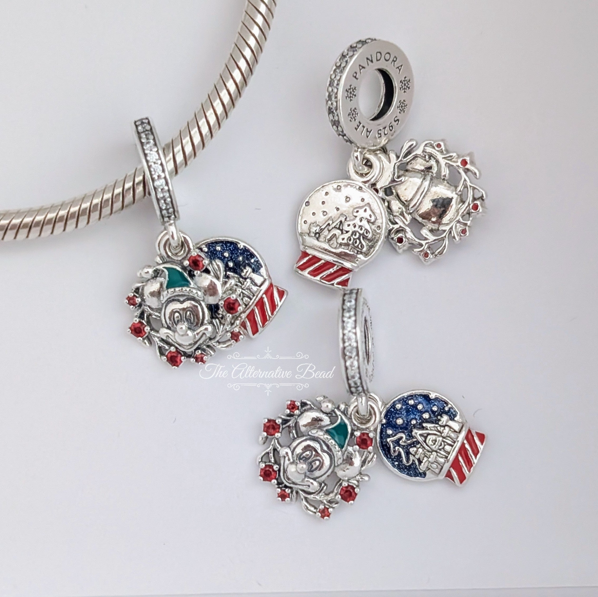 Disney x Pandora Mickey Mouse Snow Globe Sterling Silver Dangle silver sterling-silver and enamel Dangle by The Alternative Bead. Your official Disney x Pandora Retailer from Germany