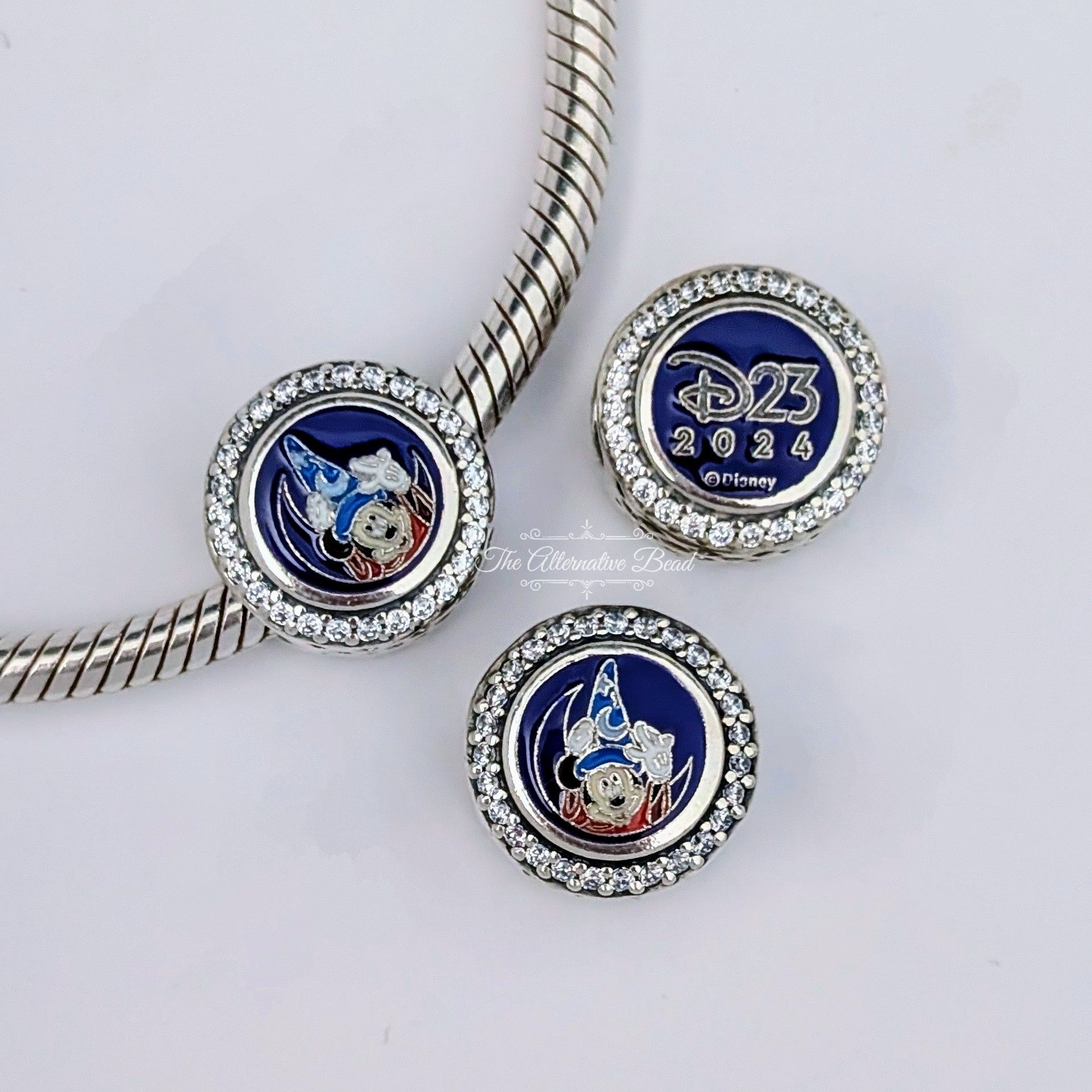 Disney x Pandora Mickey Mouse Fantasia D23 Event Engravable silver and blue sterling-silver and enamel Bead by The Alternative Bead. Your official Disney x Pandora Retailer from Germany