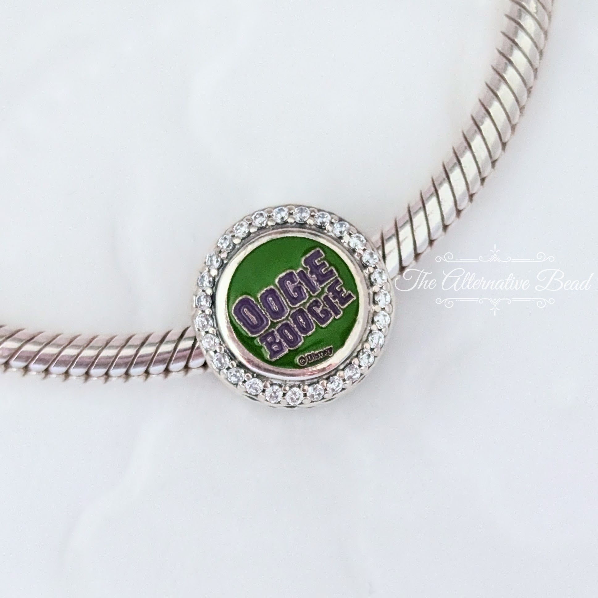 Disney x Pandora Oogie Boogie Engravable green and purple sterling-silver and enamel Bead by The Alternative Bead. Your official Disney x Pandora Retailer from Germany