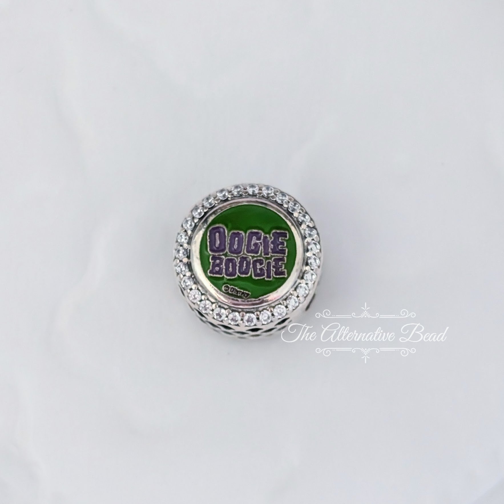 Disney x Pandora Oogie Boogie Engravable green and purple sterling-silver and enamel Bead by The Alternative Bead. Your official Disney x Pandora Retailer from Germany