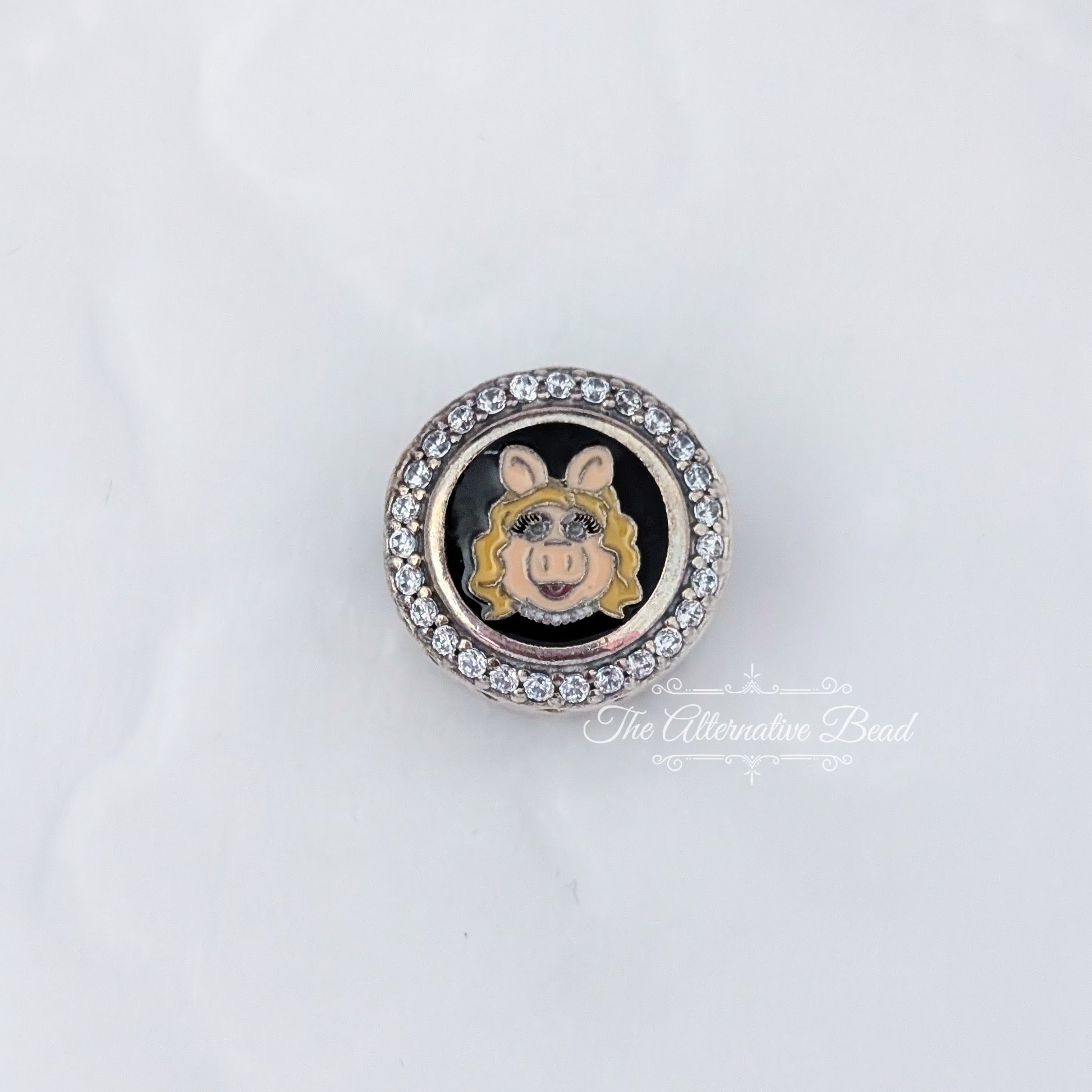 Disney x Pandora Miss Piggy Engravable Charm pink sterling-silver and enamel Bead by The Alternative Bead. Your official Disney x Pandora Retailer from Germany