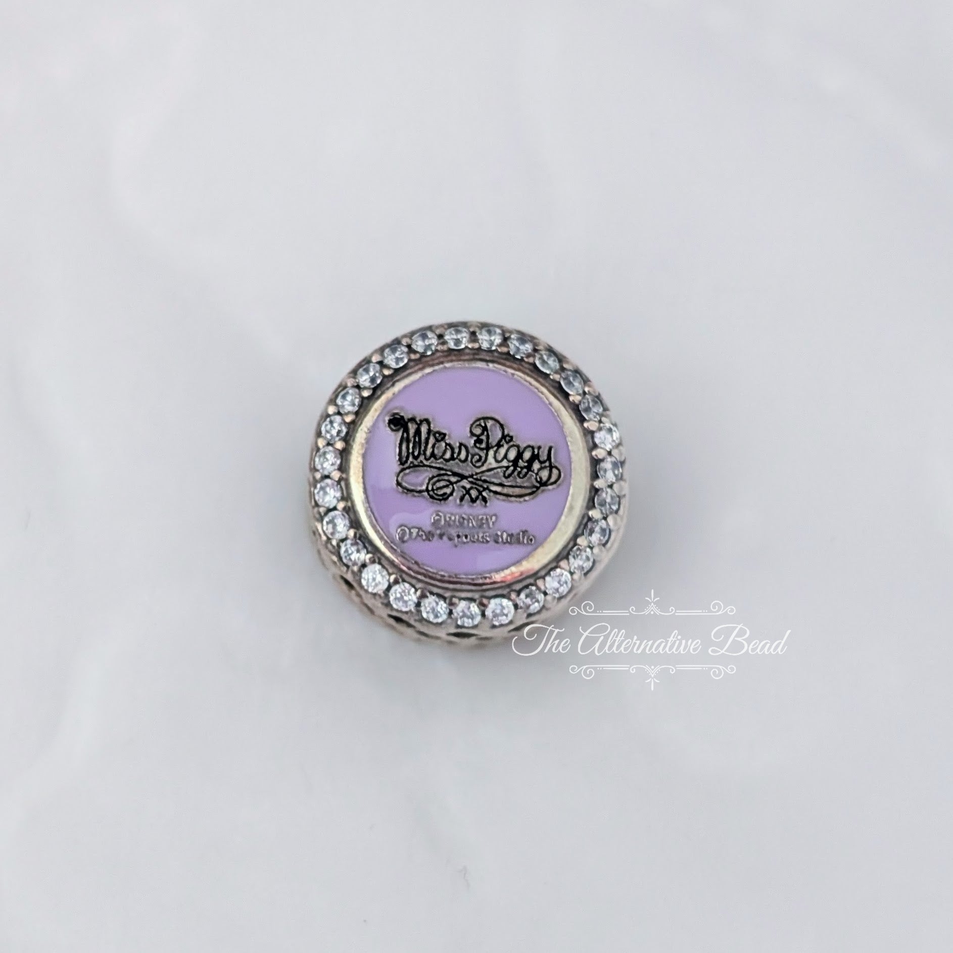 Disney x Pandora Miss Piggy Engravable Charm pink sterling-silver and enamel Bead by The Alternative Bead. Your official Disney x Pandora Retailer from Germany