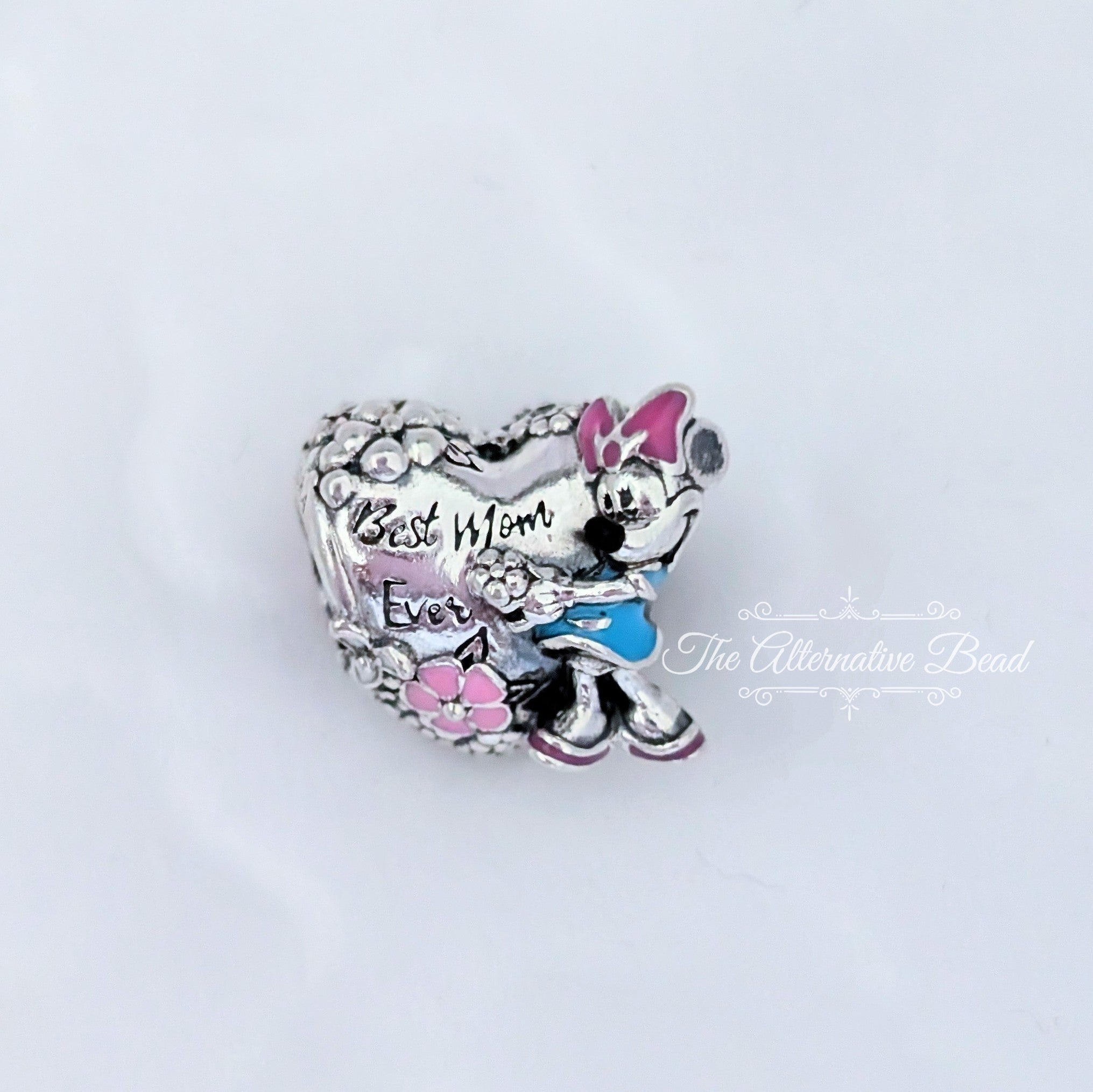 Disney x Pandora Minnie Mouse Best Mom Ever silver and pink and blue sterling-silver and enamel Bead by The Alternative Bead. Your official Disney x Pandora Retailer from Germany
