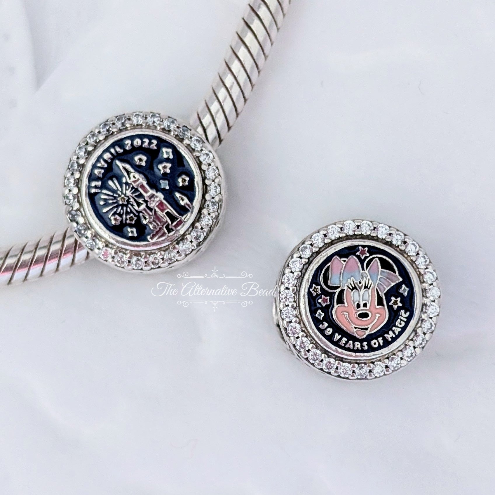 Disney x Pandora Disneyland Paris 30th Anniversary Minnie blue and silver sterling-silver and enamel Bead by The Alternative Bead. Your official Disney x Pandora Retailer from Germany