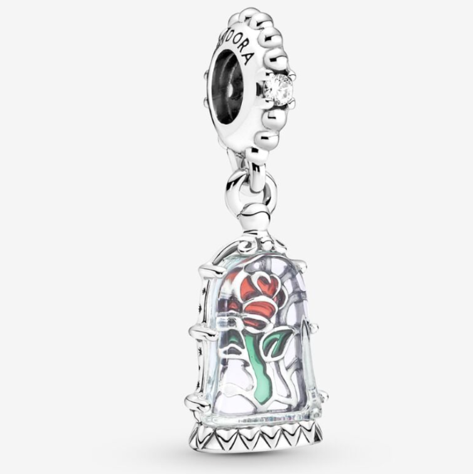 Disney x Pandora Beauty and the Beast Enchanted Rose Dangle silver and red and green sterling-silver Dangle by The Alternative Bead. Your official Disney x Pandora Retailer from Germany