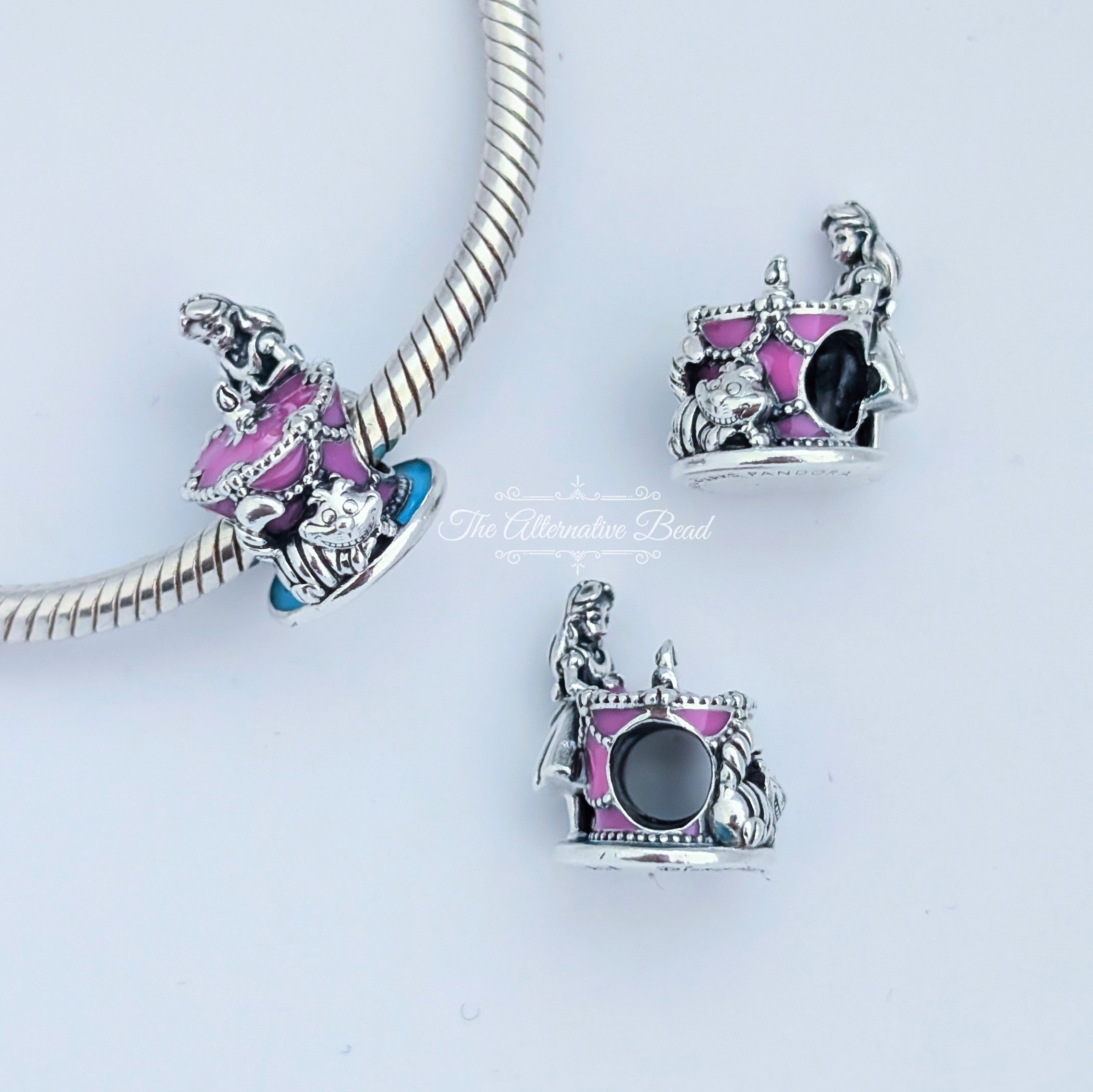 Disney x Pandora Alice and Cheshire Cat Charm silver and pink sterling-silver and enamel Bead by The Alternative Bead. Your official Disney x Pandora Retailer from Germany