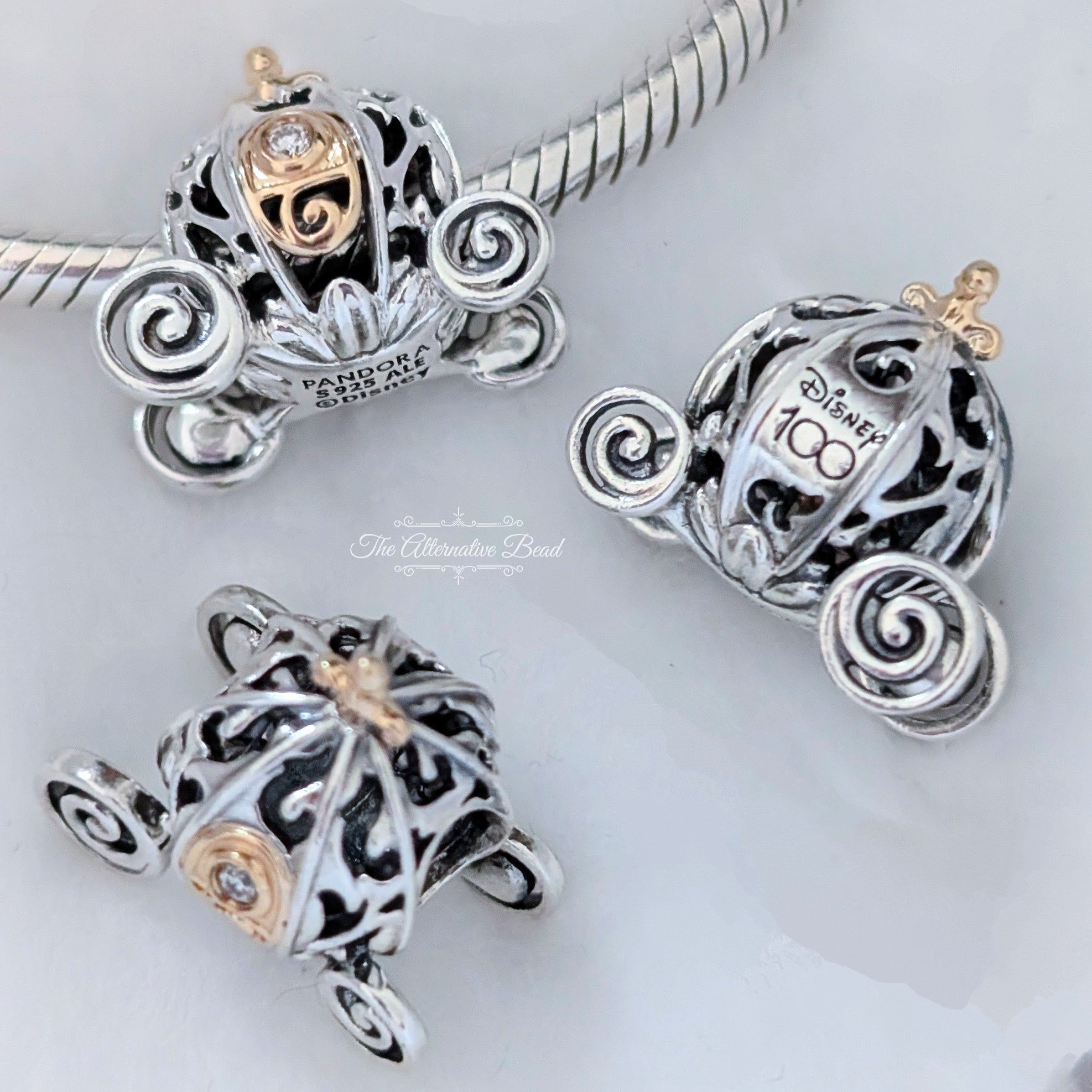 Disney x Pandora Disney 100th Anniversary Cinderella's Enchanted Carriage Dangle Charm (792553C01) silver and gold sterling-silver and gold Bead by The Alternative Bead. Your Jewelry Retailer from Germany