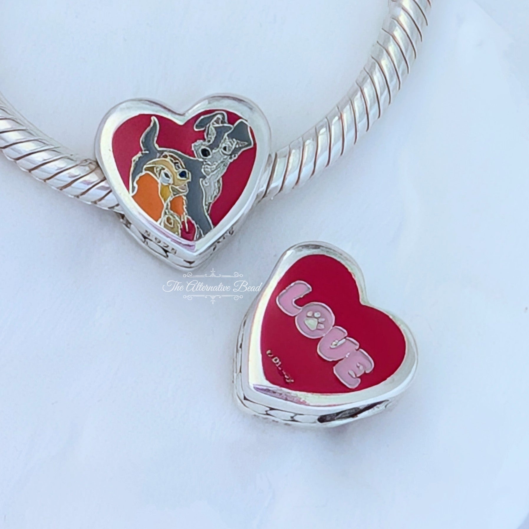 Disney x Pandora Lady and the Tramp Disney Sweethearts Nite 2025 Special Charm red and silver sterling-silver and enamel Bead by The Alternative Bead. Your official Disney x Pandora Retailer from Germany