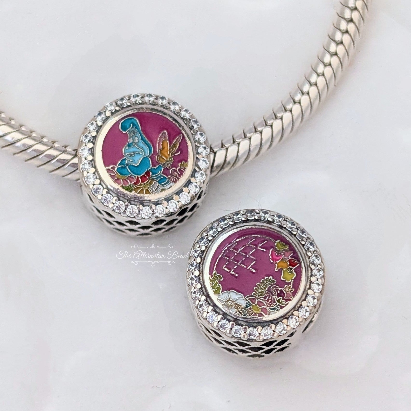 Disney x Pandora EPCOT Flower Garden Festival Set Alice in Wonderland 2025 silver and purple and green sterling-silver and enamel Collectors Set by The Alternative Bead. Your official Disney x Pandora Retailer from Germany