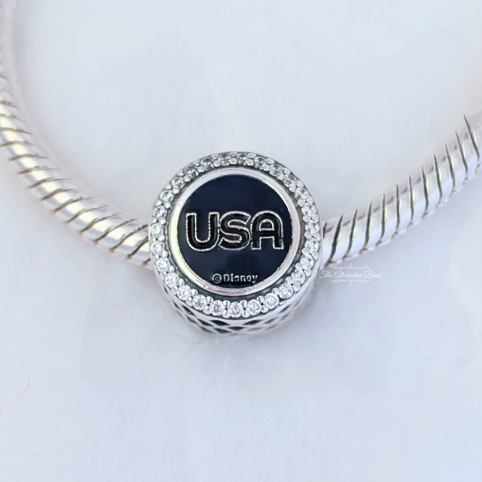 Disney x Pandora Mickey Mouse USA (EPCOT World Showcase) silver and blue sterling-silver and enamel Bead by The Alternative Bead. Your official Disney x Pandora Retailer from Germany