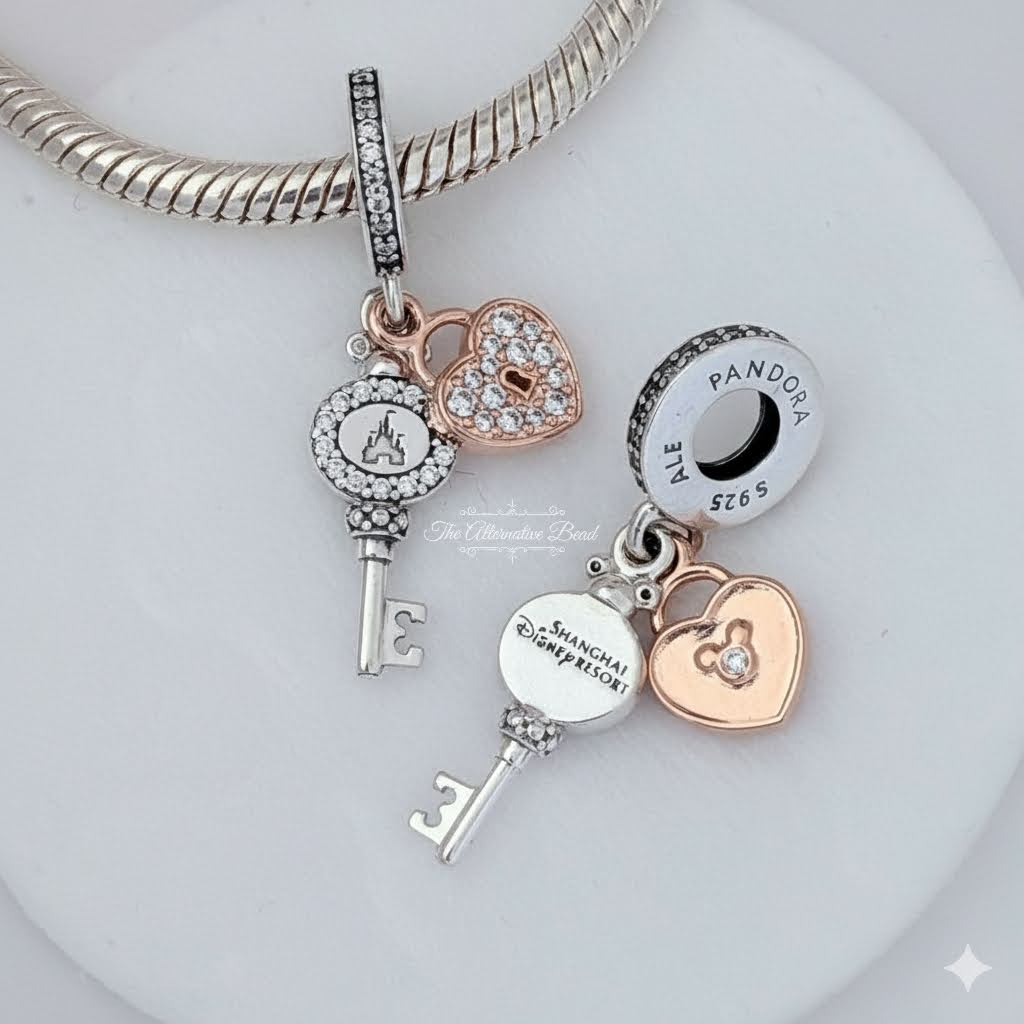 Disney x Pandora Two Tone Key Castle Dangle Exclusive Disney Parks silver and rose-gold sterling-silver and rose-gold Dangle by The Alternative Bead. Your Jewelry Retailer from Germany