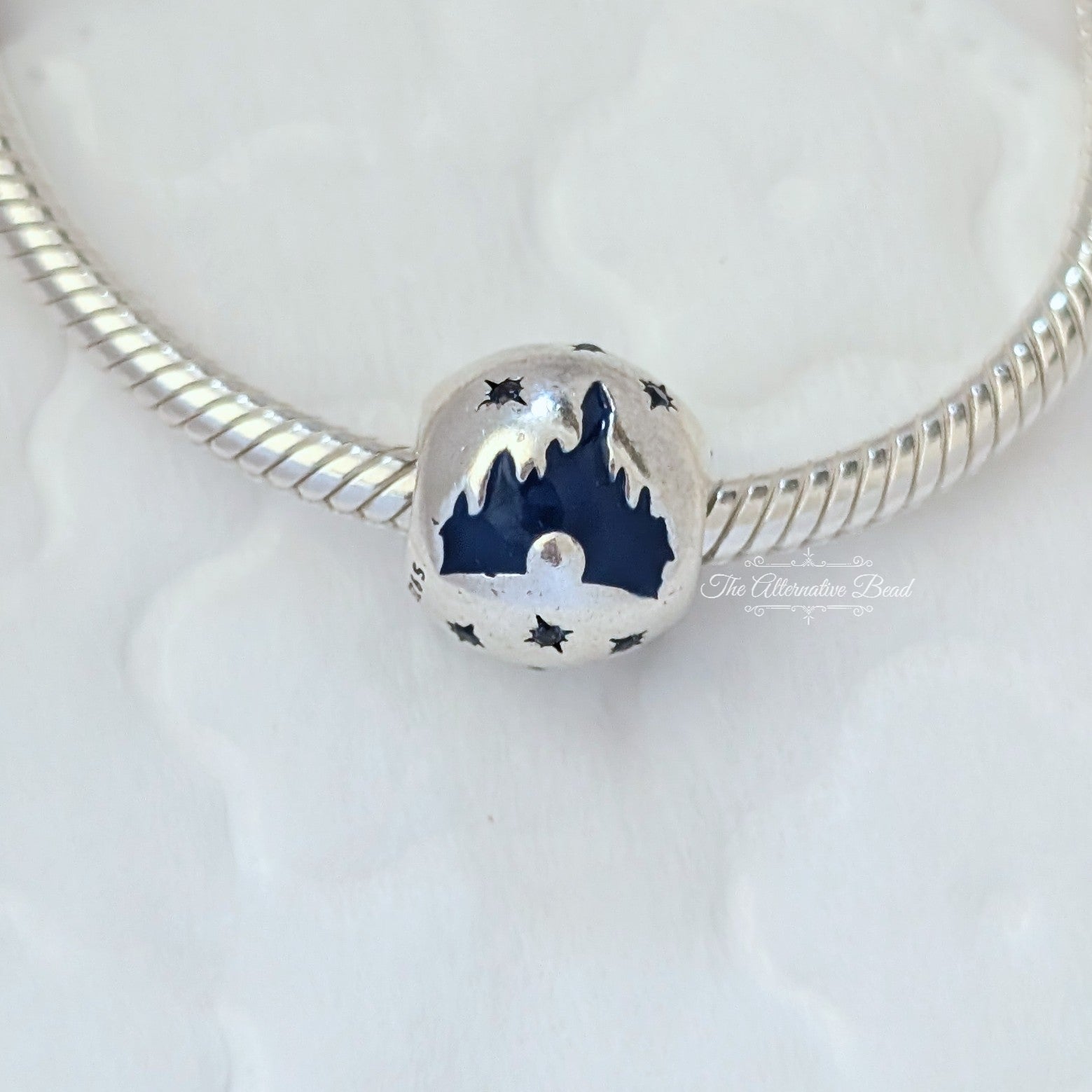 Disney x Pandora Disneyland Silver Castle Blue Charm silver and blue sterling-silver and enamel Bead by The Alternative Bead. Your Jewelry Retailer from Germany