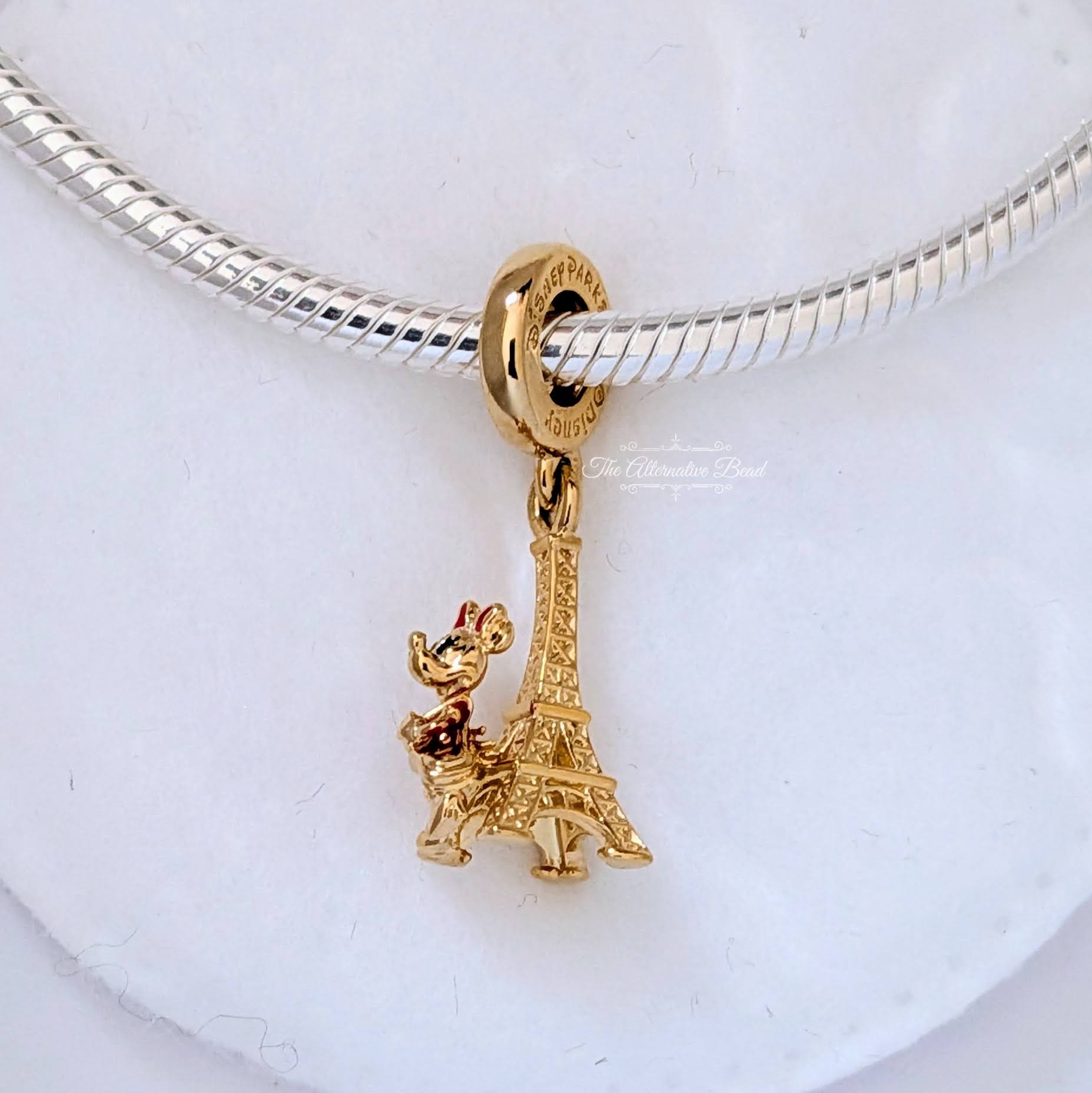 Disney x Pandora Minnie Mouse Eiffel Tower Dangle 14k Gold Plating