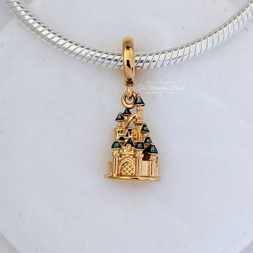 Disney x Pandora Sleeping Beauty Castle Dangle 14k Gold Plating (Disneyland Paris) gold and blue gold-plated Dangle by The Alternative Bead. Your Jewelry Retailer from Germany