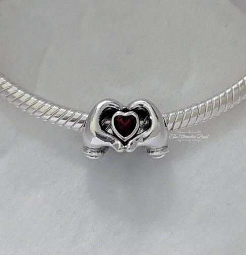 Disney x Pandora Mickey Mouse Heart Hands Charm silver and red sterling-silver and crystal Bead by The Alternative Bead. Your Jewelry Retailer from Germany