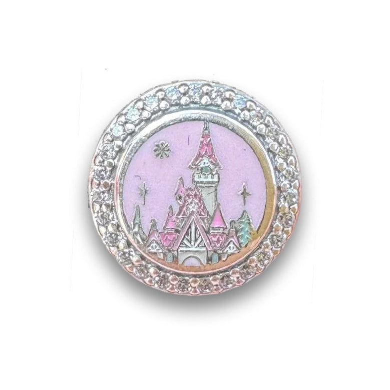 Disney x Pandora Pink Castle and Snowflake Limited Edition Charm pink & silver sterling-silver & enamel Bead by The Alternative Bead. Your Jewelry Retailer from Germany