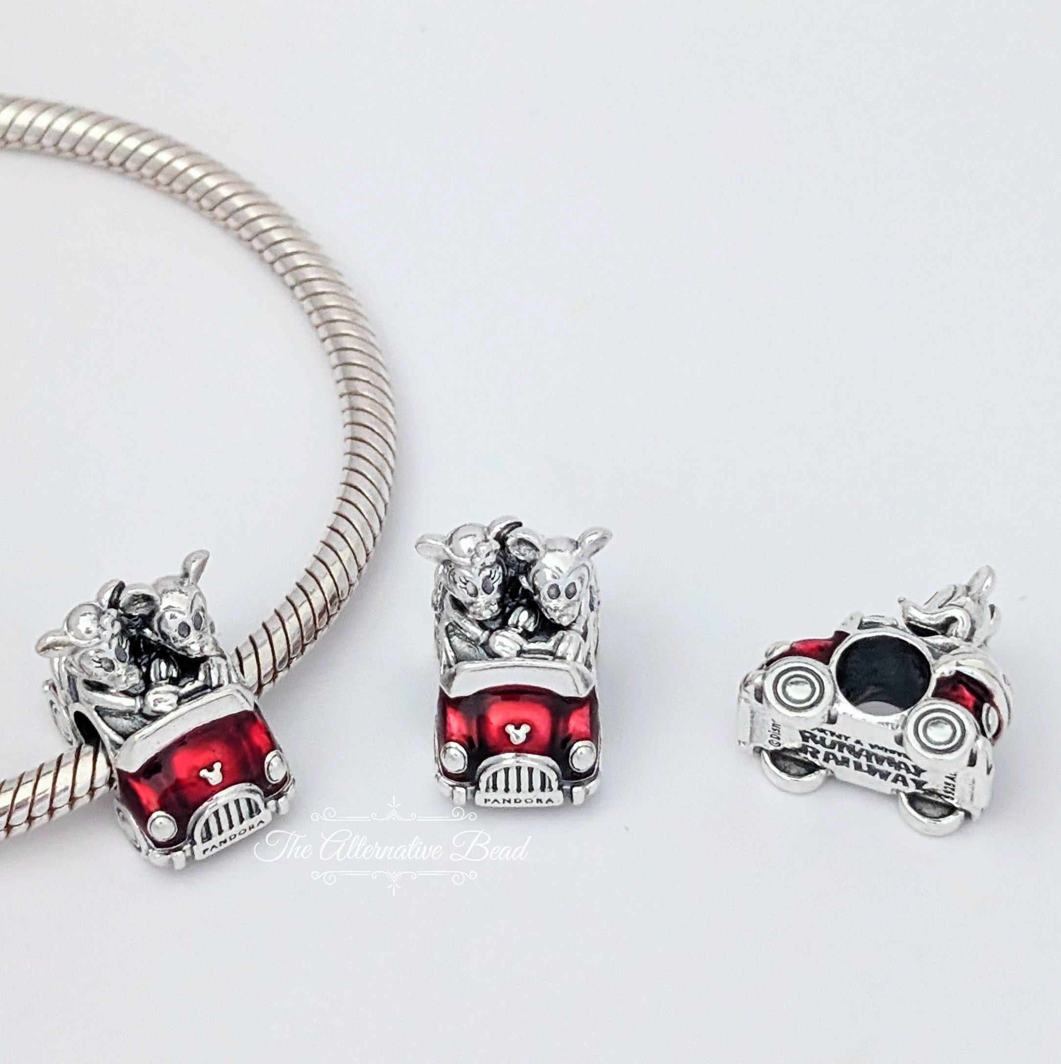 Disney x Pandora Mickey and Minnie's Runaway Railway Red Car silver and red sterling-silver and enamel Bead by The Alternative Bead. Your official Disney x Pandora Retailer from Germany