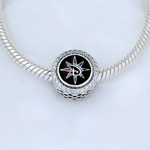 Disney x Pandora Disney Adventure World Logo Button Charm silver; purple; blue sterling-silver; enamel Bead by The Alternative Bead. Your Jewelry Retailer from Germany