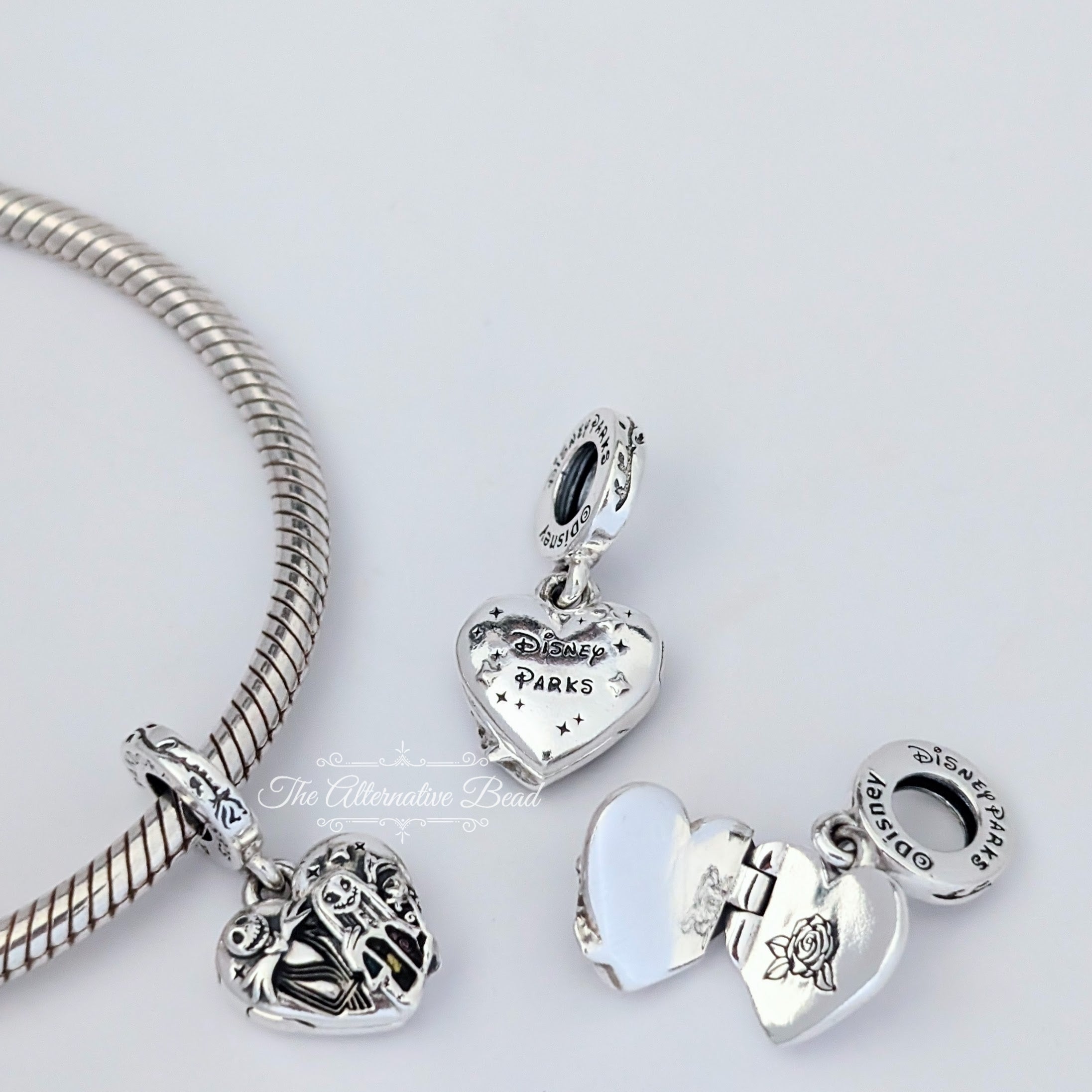 Disney x Pandora Jack & Sally Heart Lock Rose Dangle silver and black sterling-silver Dangle by The Alternative Bead. Your official Disney x Pandora Retailer from Germany