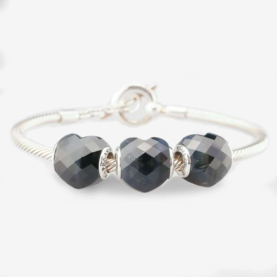 Praan Dark Blue Tigers Eye Heart Charm black natural-stone Bead by The Alternative Bead. Your official Praan Retailer from Germany