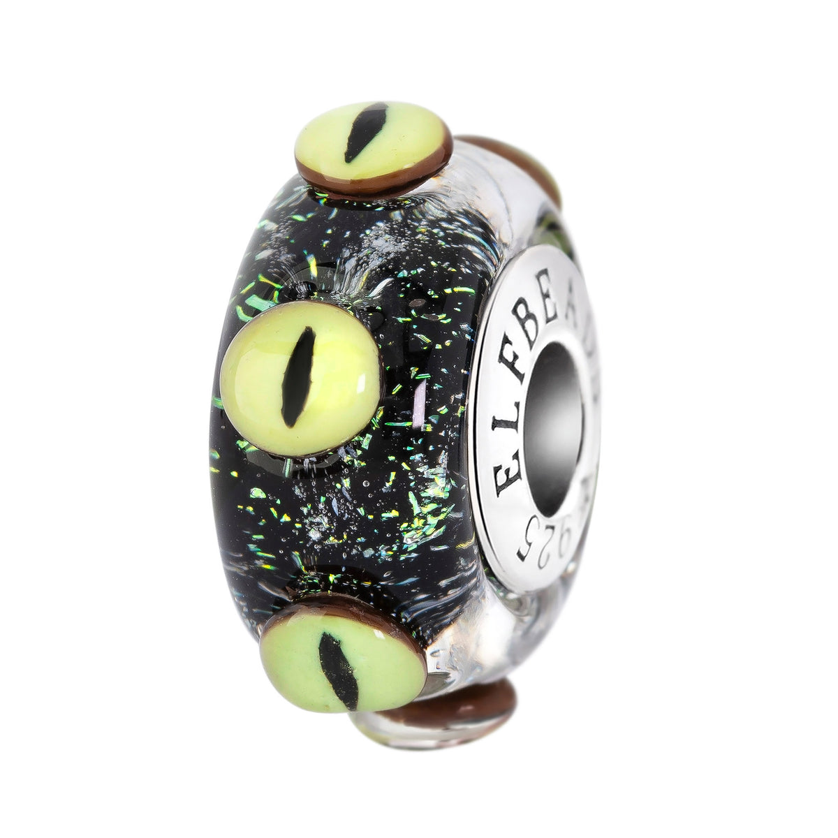 Elfbeads Darkguest Eyes black; glow-in-the-dark glass Bead by The Alternative Bead. Your official Elfbeads Retailer from Germany