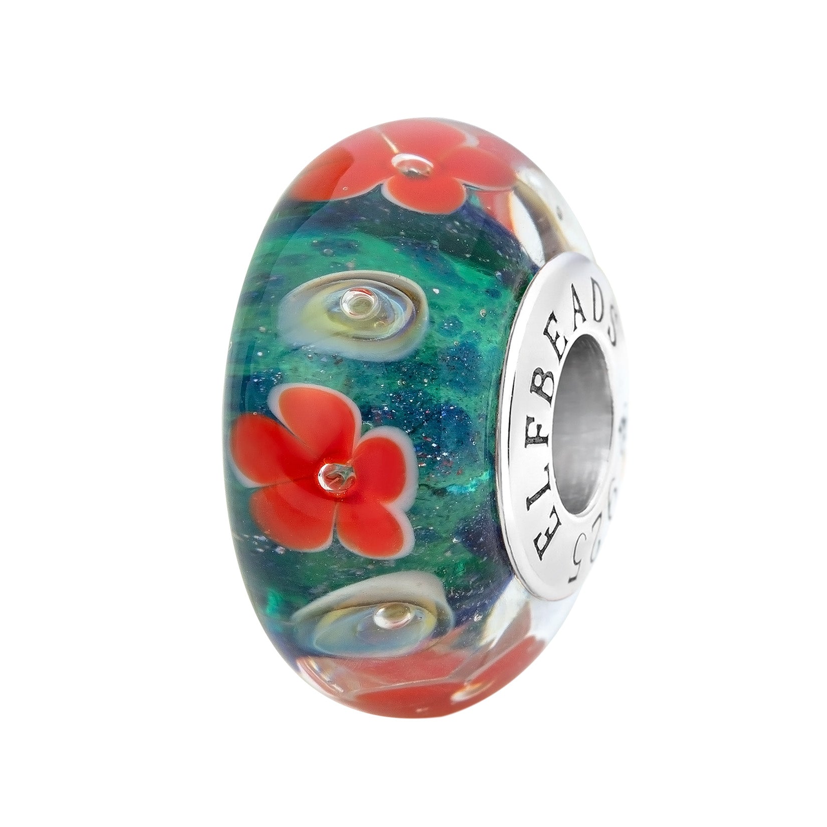 Elfbeads Darkwater Poppy Secret green; red glass Bead by The Alternative Bead. Your official Elfbeads Retailer from Germany