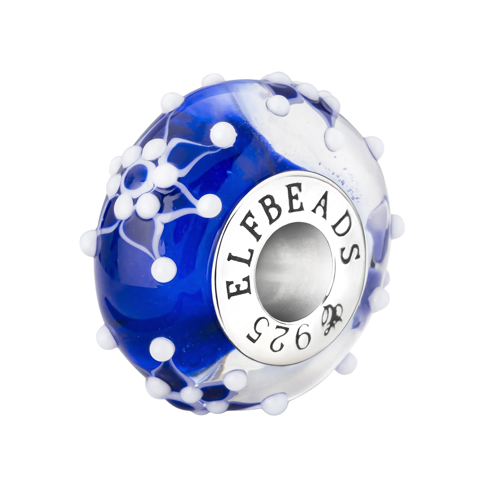 Elfbeads Diamond Snowflakes silver; blue glass Bead by The Alternative Bead. Your official Elfbeads Retailer from Germany