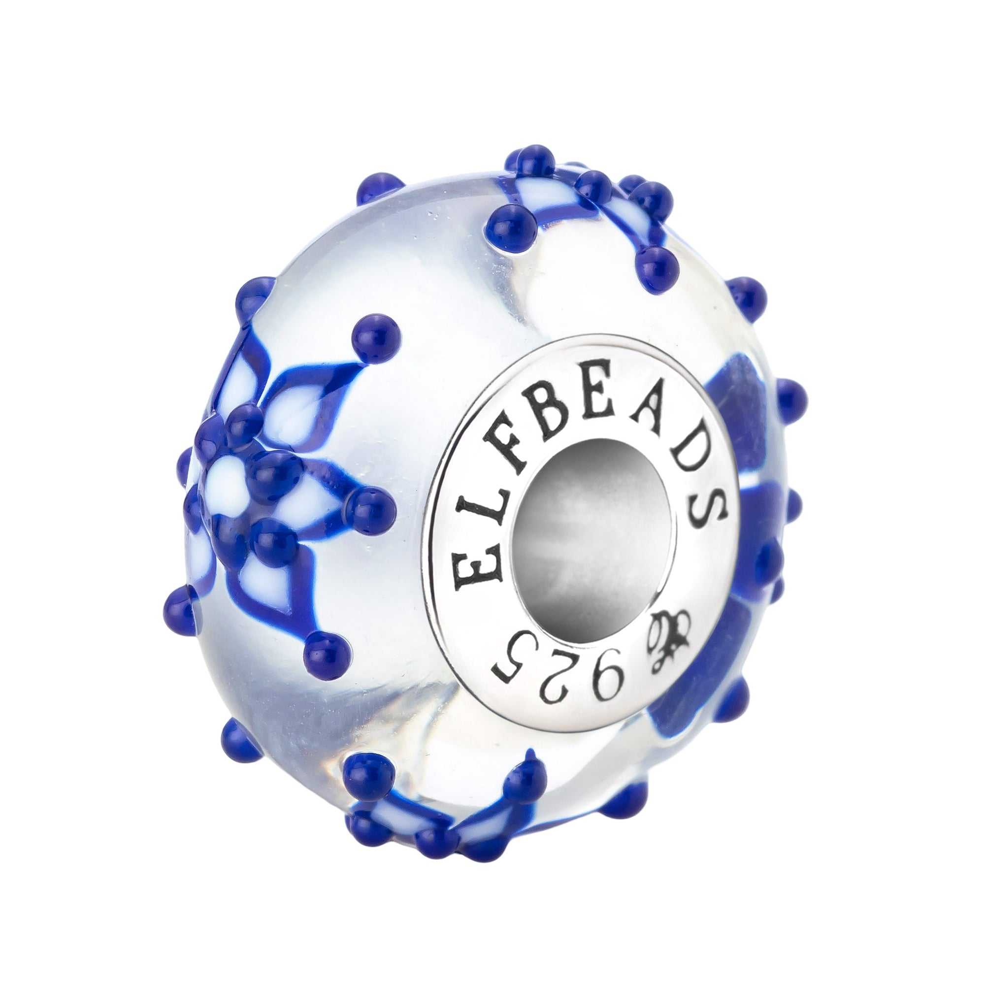 Elfbeads Diamond Snowflakes Starlight silver; blue glass Bead by The Alternative Bead. Your official Elfbeads Retailer from Germany