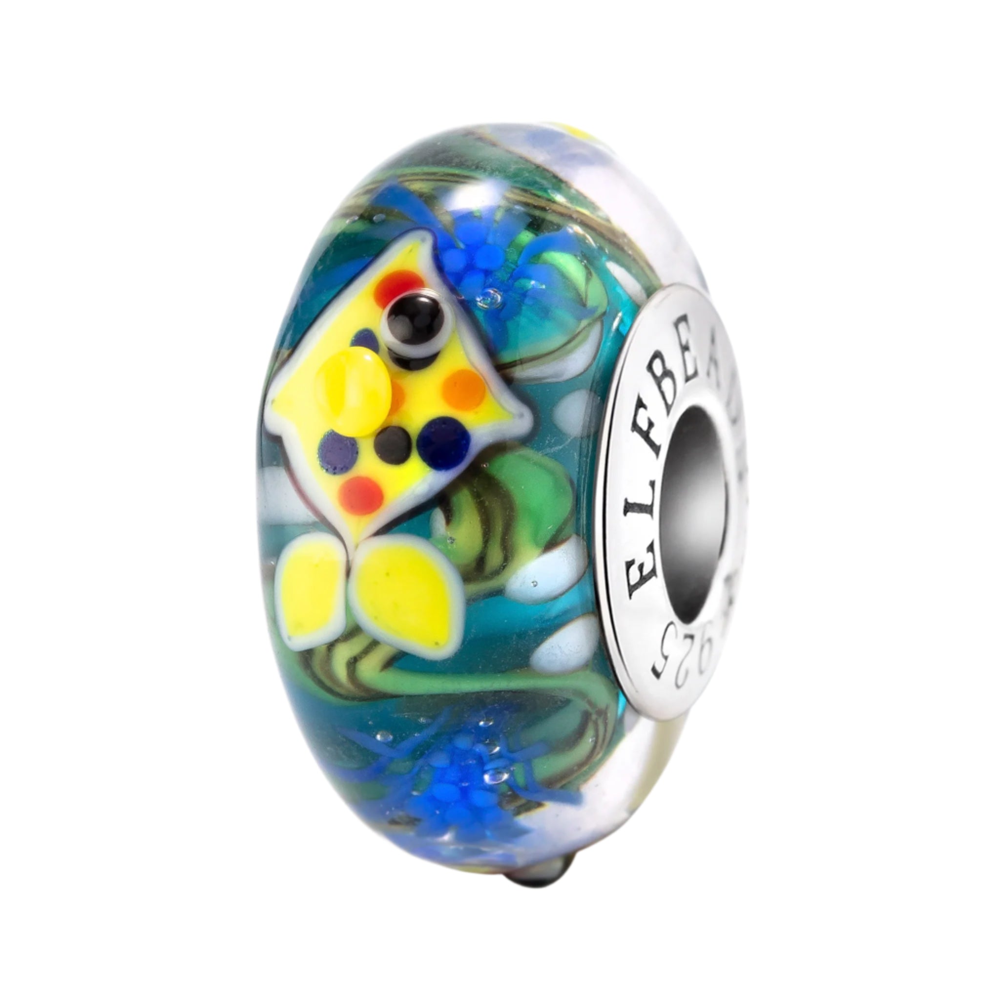 Elfbeads Dotfin Drifter blue; yellow glass Bead by The Alternative Bead. Your official Elfbeads Retailer from Germany
