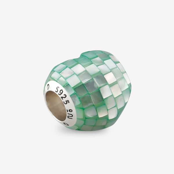 Praan Emerald Beach Mother Of Pearl Charm green mother-of-pearl Bead by The Alternative Bead. Your official Praan Retailer from Germany