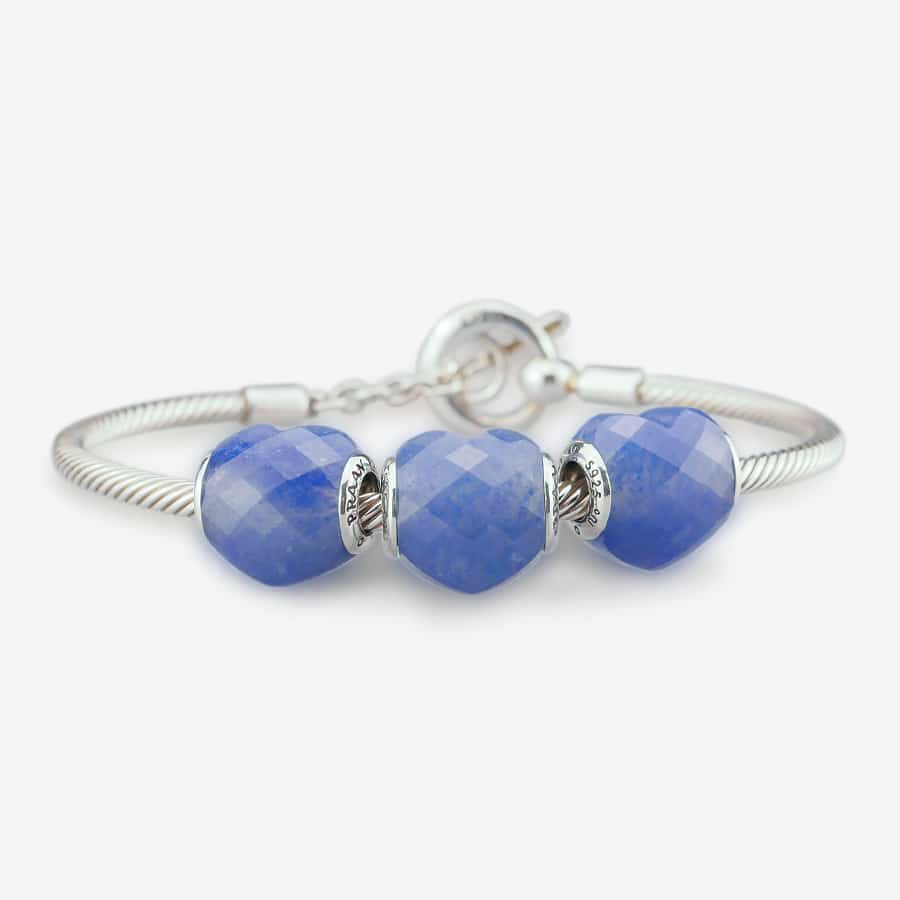 Praan Faceted Blue Aventurine Heart Charm silver sterling-silver Bead by The Alternative Bead. Your official Praan Retailer from Germany
