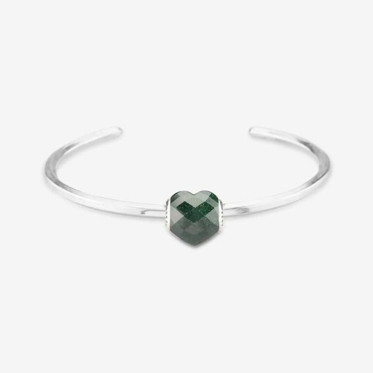 Faceted Emerald Green Goldstone Heart Charm