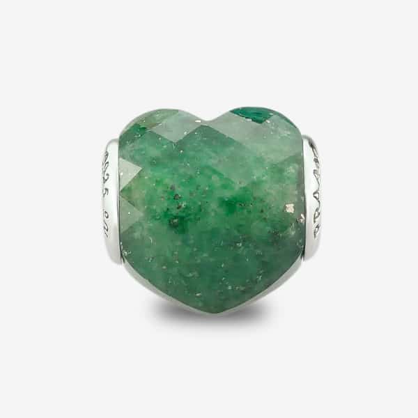 Praan Faceted Chrome Mica Heart Charm green natural-stone Bead by The Alternative Bead. Your official Praan Retailer from Germany