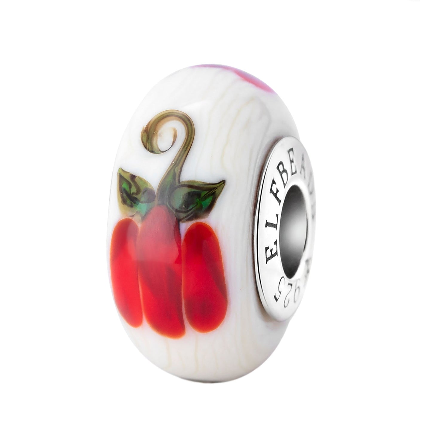 White; Silver Elfbeads Festive Bell Peppers Charm by The Alternative Bead 