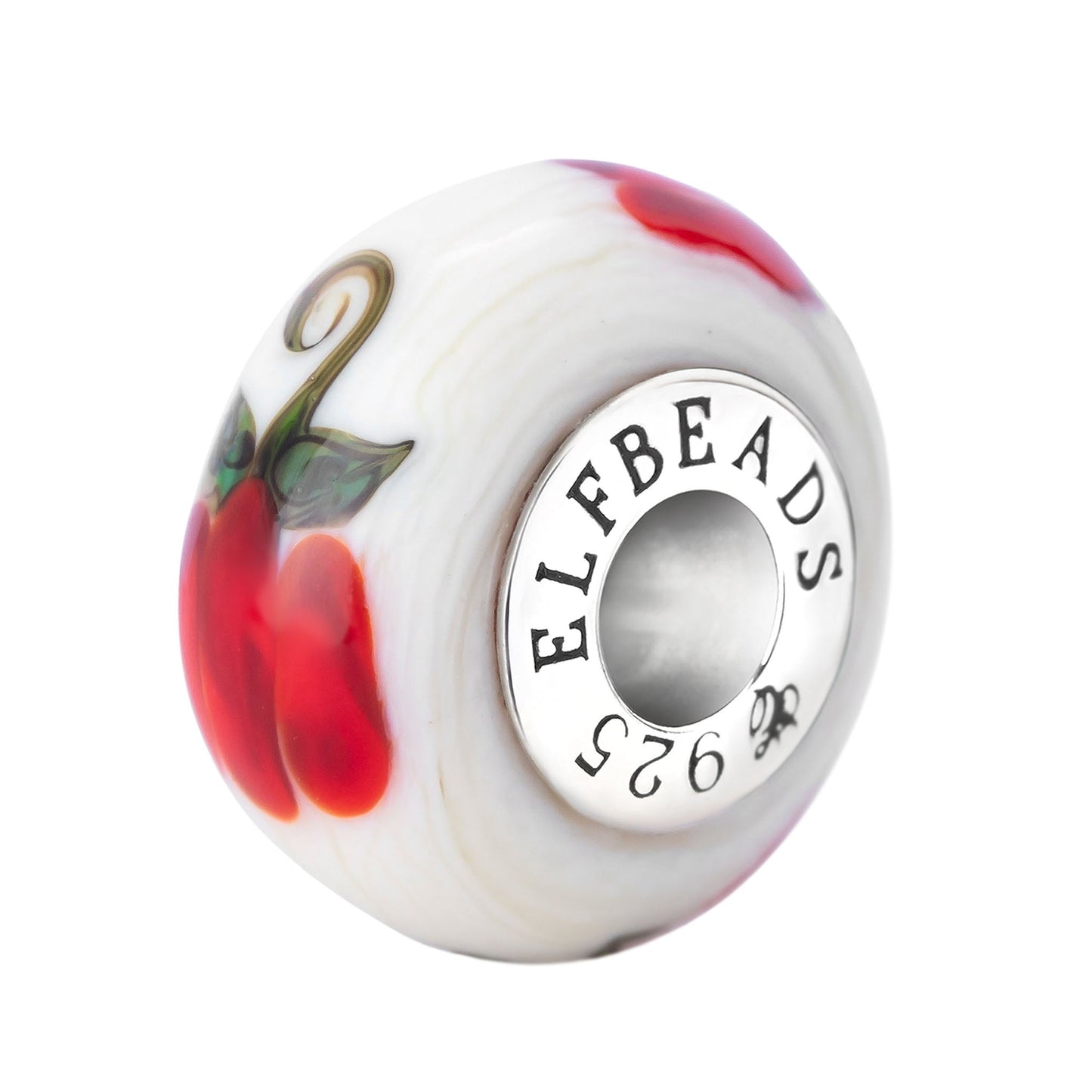 White; Silver Elfbeads Festive Bell Peppers Charm by The Alternative Bead 