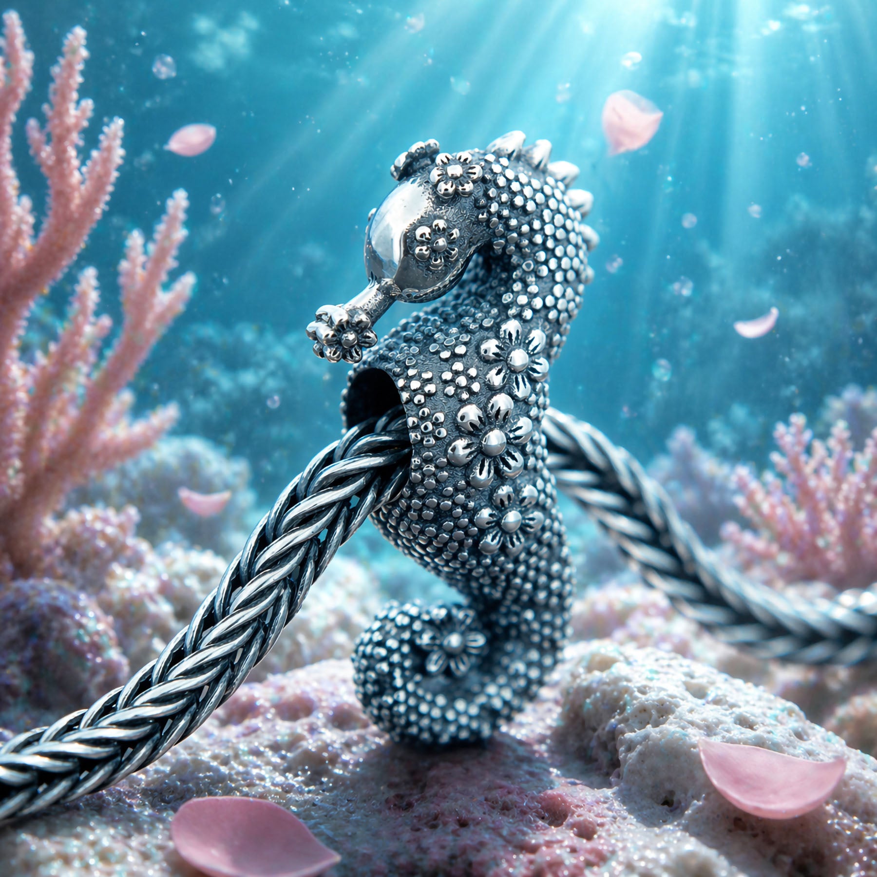 Elfbeads Flower Power Seahorse silver sterling-silver Bead by The Alternative Bead. Your official Elfbeads Retailer from Germany