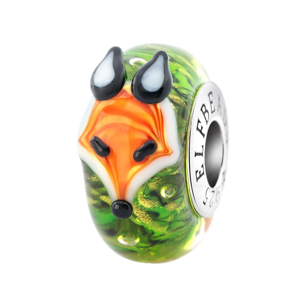 Elfbeads Fox of the Wildwood green; orange glass Bead by The Alternative Bead. Your official Elfbeads Retailer from Germany