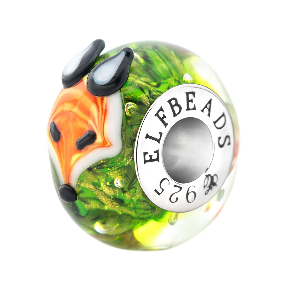 Elfbeads Fox of the Wildwood green; orange glass Bead by The Alternative Bead. Your official Elfbeads Retailer from Germany