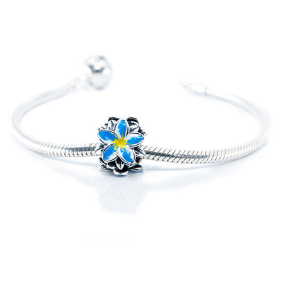 The Alternative Bead: Aurora Charm - Frangipani Blue Yellow Flower Charm Sterling Silver Charm Picture 3