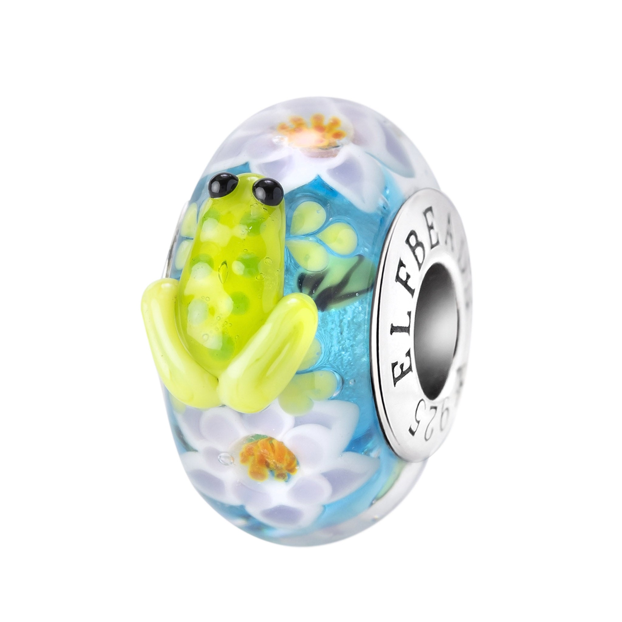 Elfbeads Frog's Kiss blue; green; white glass Bead by The Alternative Bead. Your official Elfbeads Retailer from Germany