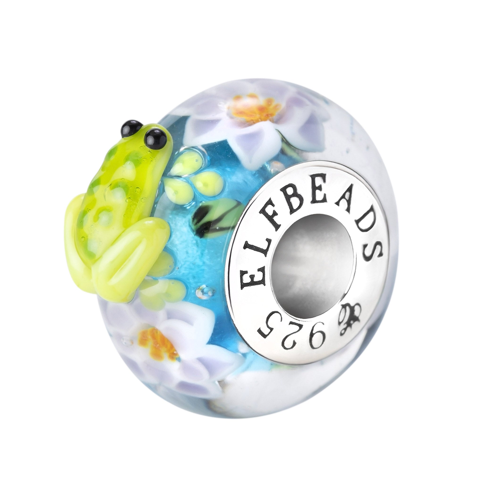 Elfbeads Frog's Kiss blue; green; white glass Bead by The Alternative Bead. Your official Elfbeads Retailer from Germany