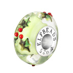 Elfbeads Frosted Mint Poinsettia silver; green glass Bead by The Alternative Bead. Your official Elfbeads Retailer from Germany