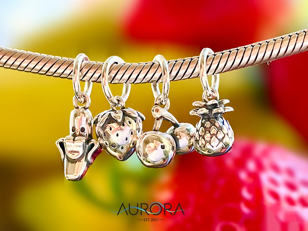 Aurora Charm Sweetheart Strawberry Charm silver sterling-silver Dangle by The Alternative Bead. Your official Aurora Charm Retailer from Germany